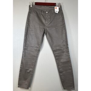 Banana Republic Faux‎ Leather Pants Slate Gray Coated Skinny Sheen NWT 26